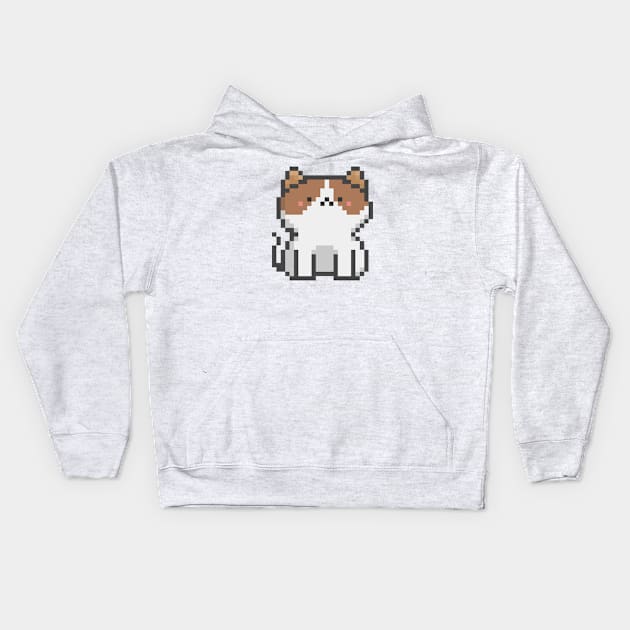 Pixel Quiet White Brown Eyes Cat 49 Kids Hoodie by Infinite Mew Mew